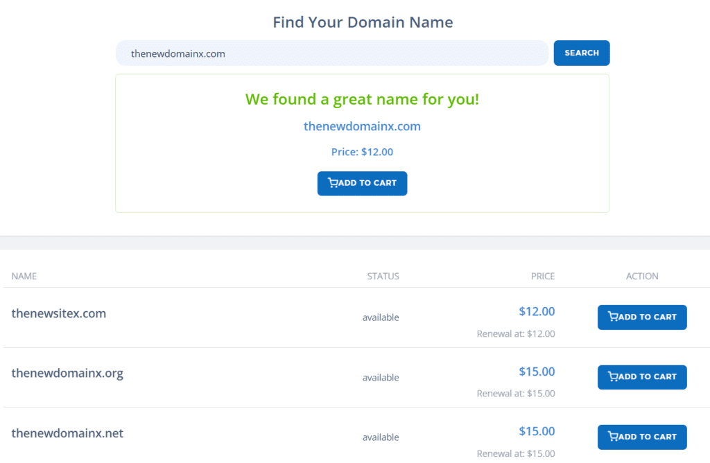 domain checkout